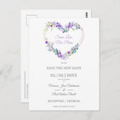 Mooie Paarse Bloemen Hart Uitgesteld Trouwen Briefkaart (Voorkant / Achterkant)