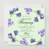 Mooie Paarse Bloemen Housewarming Kaart (Voorkant)