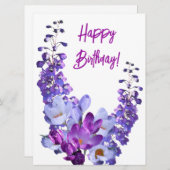 Mooie paarse bloemen kleurrijke bloemen verjaardag feestdagenkaart (Voorkant / Achterkant)