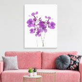 Mooie paarse bloemen minimalistische moderne bloem canvas afdruk (Insitu (Woonkamer))