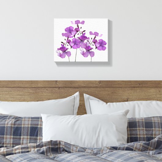 Mooie paarse bloemen moderne bloemen fijne kunst canvas afdruk (Insitu (Slaapkamer))