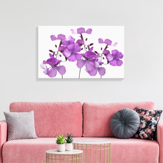 Mooie  paarse bloemen moderne bloemsierkunst canvas afdruk (Insitu (Woonkamer))