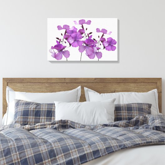 Mooie paarse bloemen moderne bloemsierkunst canvas afdruk (Insitu (Slaapkamer))