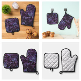 Mooie Paarse Bloemen Ovenwant & Pannenlap Set