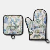 Mooie Paarse Bloemen  Ovenwant & Pannenlap Set (Voorkant)