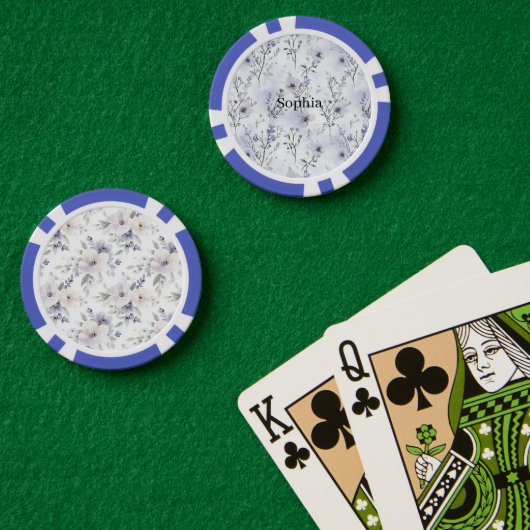 Mooie Paarse Bloemen Poker Chips (Pokertafel (Dubbel))