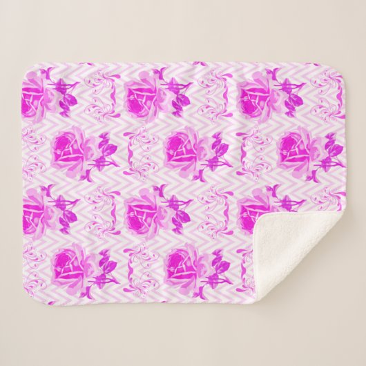 Mooie  Paarse bloemen Sherpa Deken (Voorkant (horizontaal))