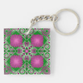 Mooie Paarse Bloemen Sleutelhanger (Achterkant)