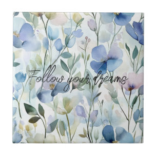 Mooie Paarse Bloemen  Tegeltje