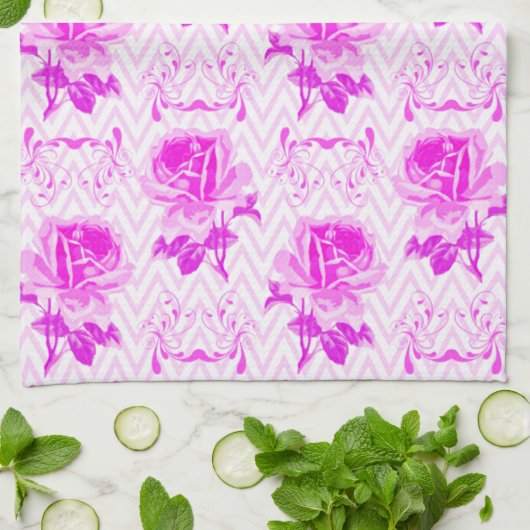 Mooie  Paarse bloemen Theedoek (Gevouwen)