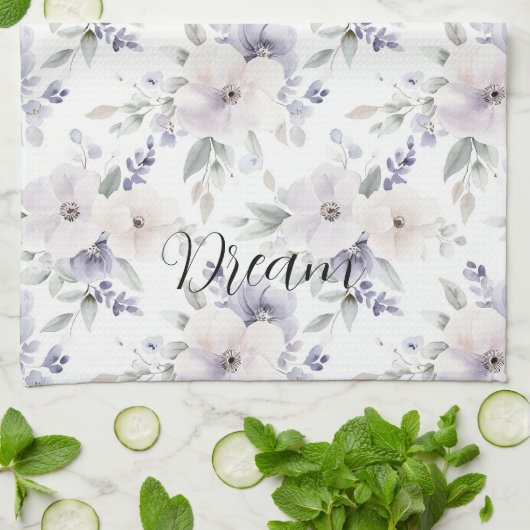 Mooie Paarse Bloemen Theedoek (Gevouwen)