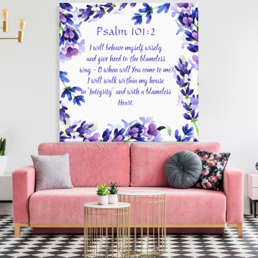 Mooie Paarse Bloemen Waterverf Wall Art Canvas Afdruk (Insitu (Woonkamer))