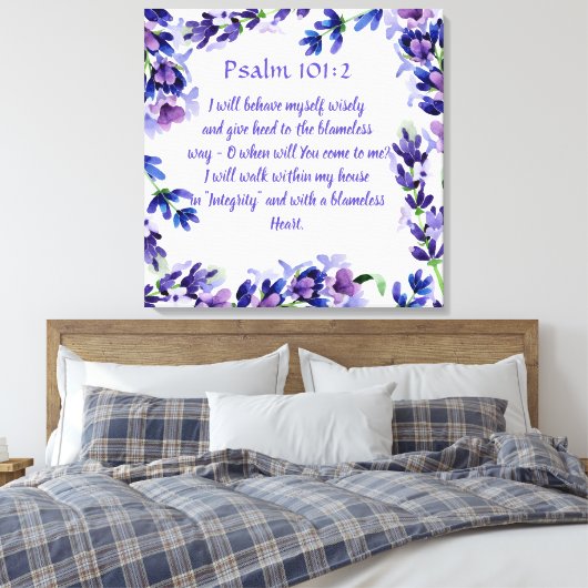 Mooie Paarse Bloemen Waterverf Wall Art Canvas Afdruk (Insitu (Slaapkamer))