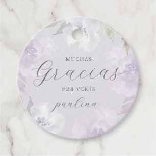 Mooie Paarse bloemenquinceañera gracias naam Bedankjes Labels