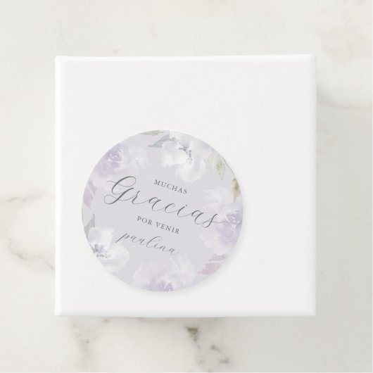 Mooie Paarse bloemenquinceañera gracias naam Bedankjes Labels (In situ)