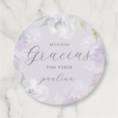 Mooie Paarse bloemenquinceañera gracias naam Bedankjes Labels (Voorkant)