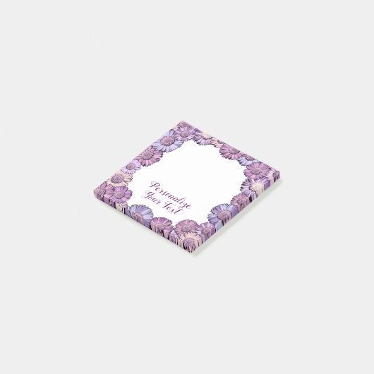Mooie paarse bloemenrand pastel boho aangepaste ma post-it® notes (Schuin)