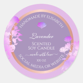 Mooie Paarse bloemenverpakkingsetiketten chic Ronde Sticker