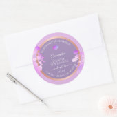 Mooie Paarse bloemenverpakkingsetiketten chic Ronde Sticker (Envelop)