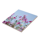 Mooie Paarse Bloemenweide Tegeltje (Zijkant)