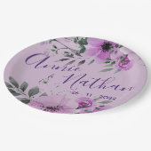 Mooie Paarse Bloemige Cute Romantische Trouwfeest Papieren Bordje (Gekanteld)
