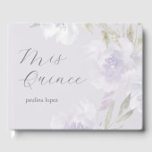 Mooie Paarse bloemige Mis Quince Quinceanera Gastenboek (Voorkant)