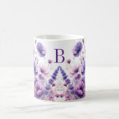 Mooie paarse bloemige monogram hibiscus mok (Center)