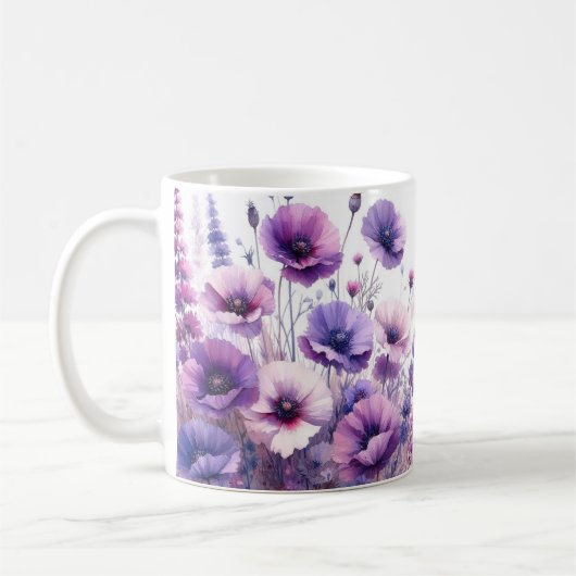 Mooie paarse bloemige monogram hibiscus mok (Links)