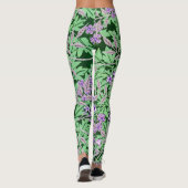 Mooie Paarse Bloemmotief Leggings (Achterkant)