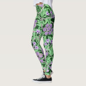 Mooie Paarse Bloemmotief Leggings (Links)