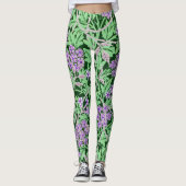 Mooie Paarse Bloemmotief Leggings (Voorkant)