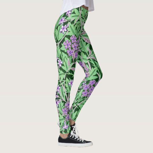 Mooie Paarse Bloemmotief Leggings (Rechts)