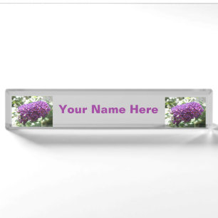 Mooie Paarse boeddleia Flowers Aangepaste naamplaa Naambordje