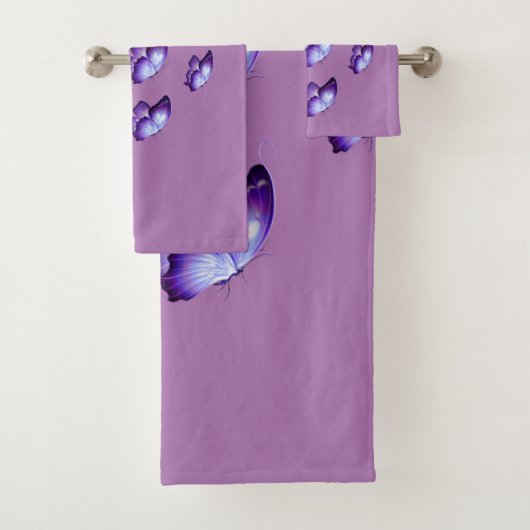 Mooie Paarse Butterflies Bad Handdoek (Insitu)