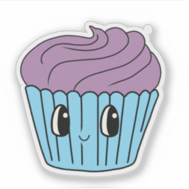 Mooie paarse cupcake op maat gesneden vinyl sticke sticker
