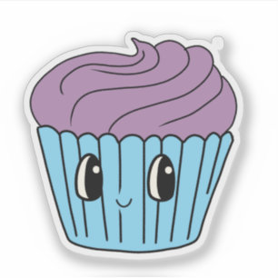 Mooie paarse cupcake op maat gesneden vinyl sticke sticker