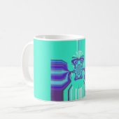 Mooie Paarse cyaan iriserende blauwe vector kleur Koffiemok (Voorkant links)