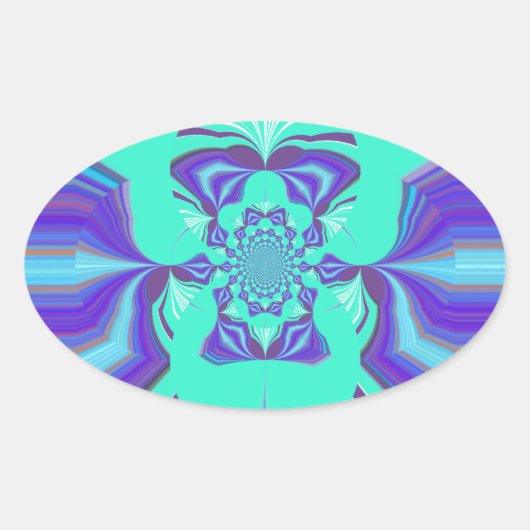 Mooie Paarse cyaan iriserende blauwe vector kleur Ovale Sticker (Voorkant)