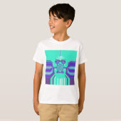 Mooie Paarse cyaan iriserende blauwe vector kleur T-shirt (Voorkant volledig)