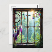 Mooie Paarse Droomvanger in Raam   Briefkaart (Voorkant / Achterkant)