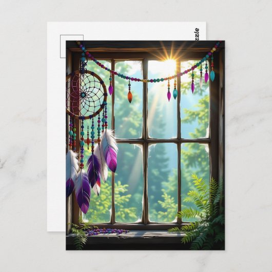 Mooie Paarse Droomvanger in Raam   Briefkaart (Voorkant / Achterkant)