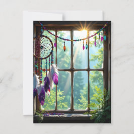 Mooie Paarse Droomvanger in Raam   Briefkaart