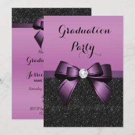Mooie Paarse Edelsteen Boog & Glitters Afstuderen Kaart