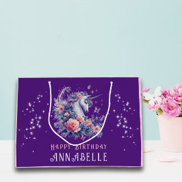 Mooie Paarse Eenhoorn Roze Glitter Meisje Verjaard Groot Cadeauzakje