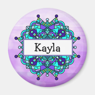 Mooie Paarse en Blauwe Mandala Magneet