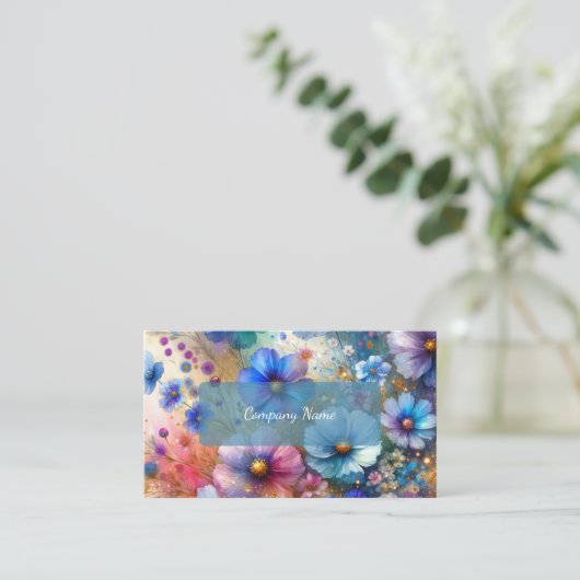 Mooie Paarse en Blauwe Wildbloemen Visitekaartje (Staand voorkant)