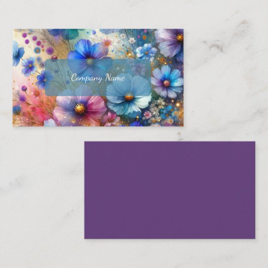 Mooie Paarse en Blauwe Wildbloemen Visitekaartje (Voorkant / Achterkant)