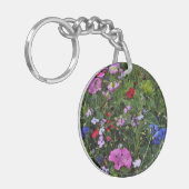 Mooie Paarse en blauwe wilde bloemen Sleutelhanger (Voorkant Links)