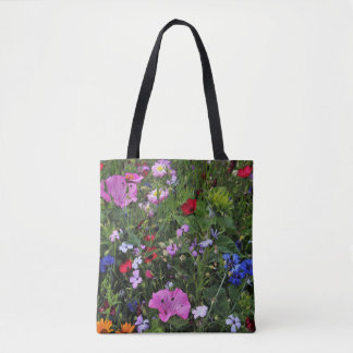 Mooie Paarse en blauwe wilde bloemen Tote Bag