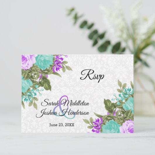 Mooie Paarse en Blauwgroen bloem - RSVP (Staand voorkant)